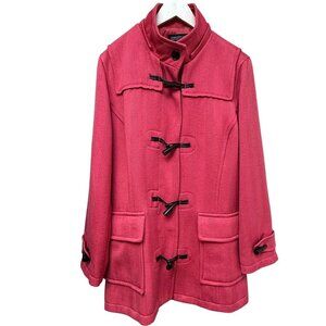 JONES New York Toggle Coat Plus Size 1X Pink Womens Jacket Wool Blend Preppy